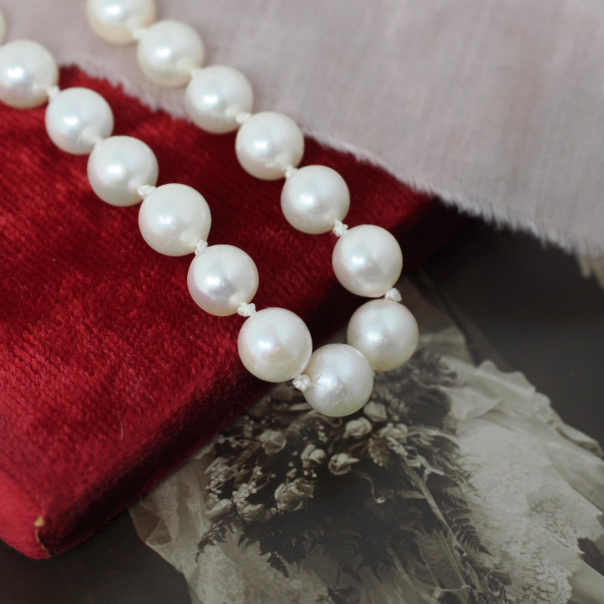 Cultured Pearl Bracelet - Art Deco 14k White Gold 7.5 MM Organic Gem Knotted Strand - Vintage Circa 1930s Era Fashion Accessory Fine Jewelry