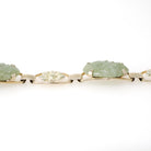 Vintage Jade Bracelet - Mid Century Era Gold Filled Green Gemstone Floral Panels - Circa 1960s Fold Over Clasp Fashion Accessory Jewelry