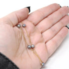 Cultured Pearl Necklace - Contemporary 14k Yellow Gold Stationary Dainty Cable Link Chain - Estate Circa 2000's Era 16" Fine Y2K Jewelry