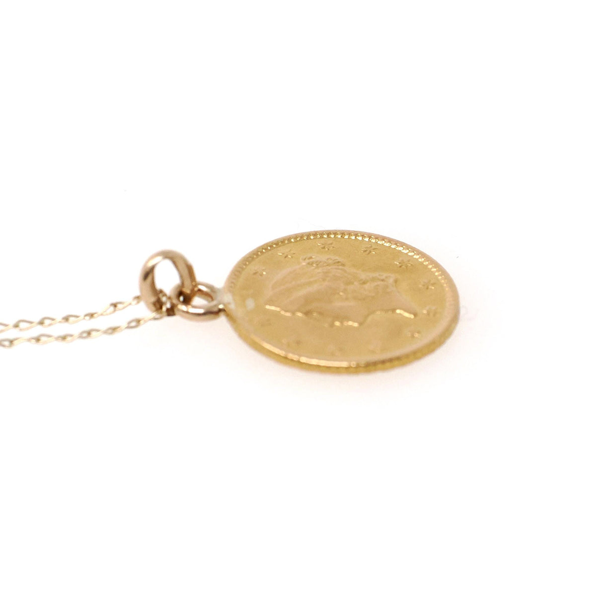 Victorian Love Token - Antique 22k Yellow Gold Charm Coin Pendant - Vintage Circa 1890s Era Engraved "ESB" Liberty Head Fine Jewelry