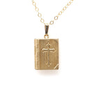 Vintage Bible Locket - Mid Century 14k Yellow Gold Cross Necklace Pendant Religious Book Charm - Circa 1950s The Lord's Prayer Fine Jewelry