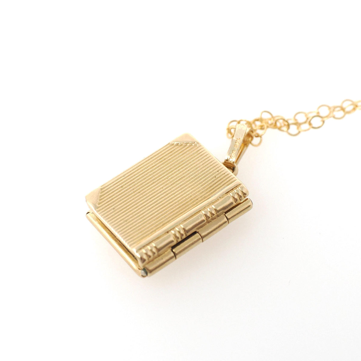 Vintage Bible Locket - Mid Century 14k Yellow Gold Cross Necklace Pendant Religious Book Charm - Circa 1950s The Lord's Prayer Fine Jewelry