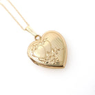 Vintage Heart Locket - Mid Century 10k Yellow Gold Double Heart Pendant Necklace - Circa 1960s Fine Sweetheart Keepsake Photograph Jewelry