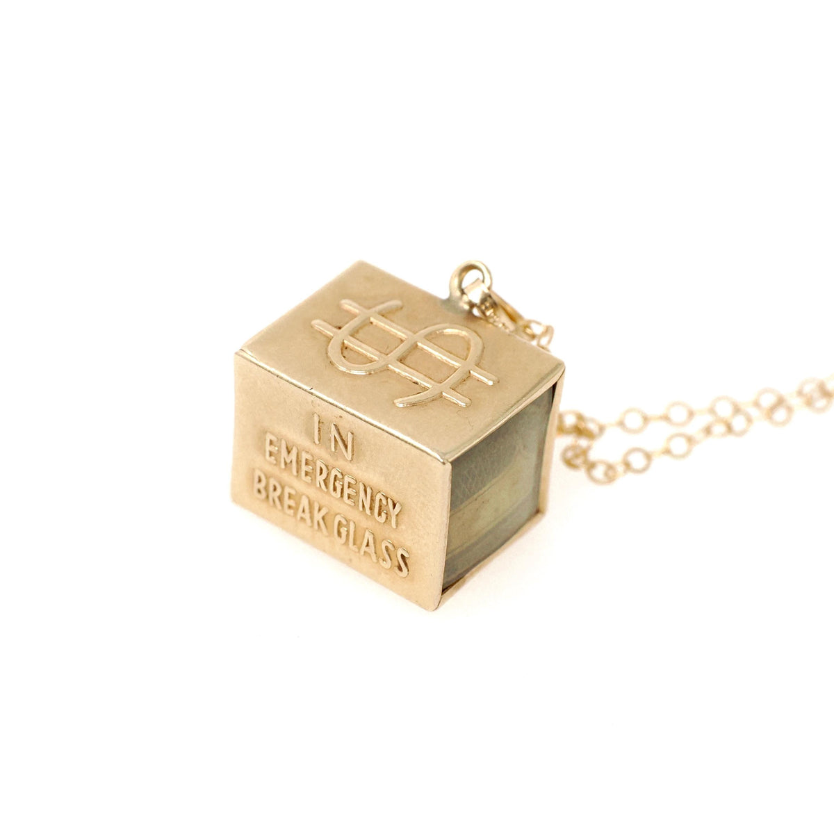 Mad Money Charm - Mid Century 14k Yellow Gold Pendant Statement Necklace - Vintage Circa 1950s Era Real Dollar Bill Fine Keepsake Jewelry