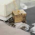 Mad Money Charm - Mid Century 14k Yellow Gold Pendant Statement Necklace - Vintage Circa 1950s Era Real Dollar Bill Fine Keepsake Jewelry