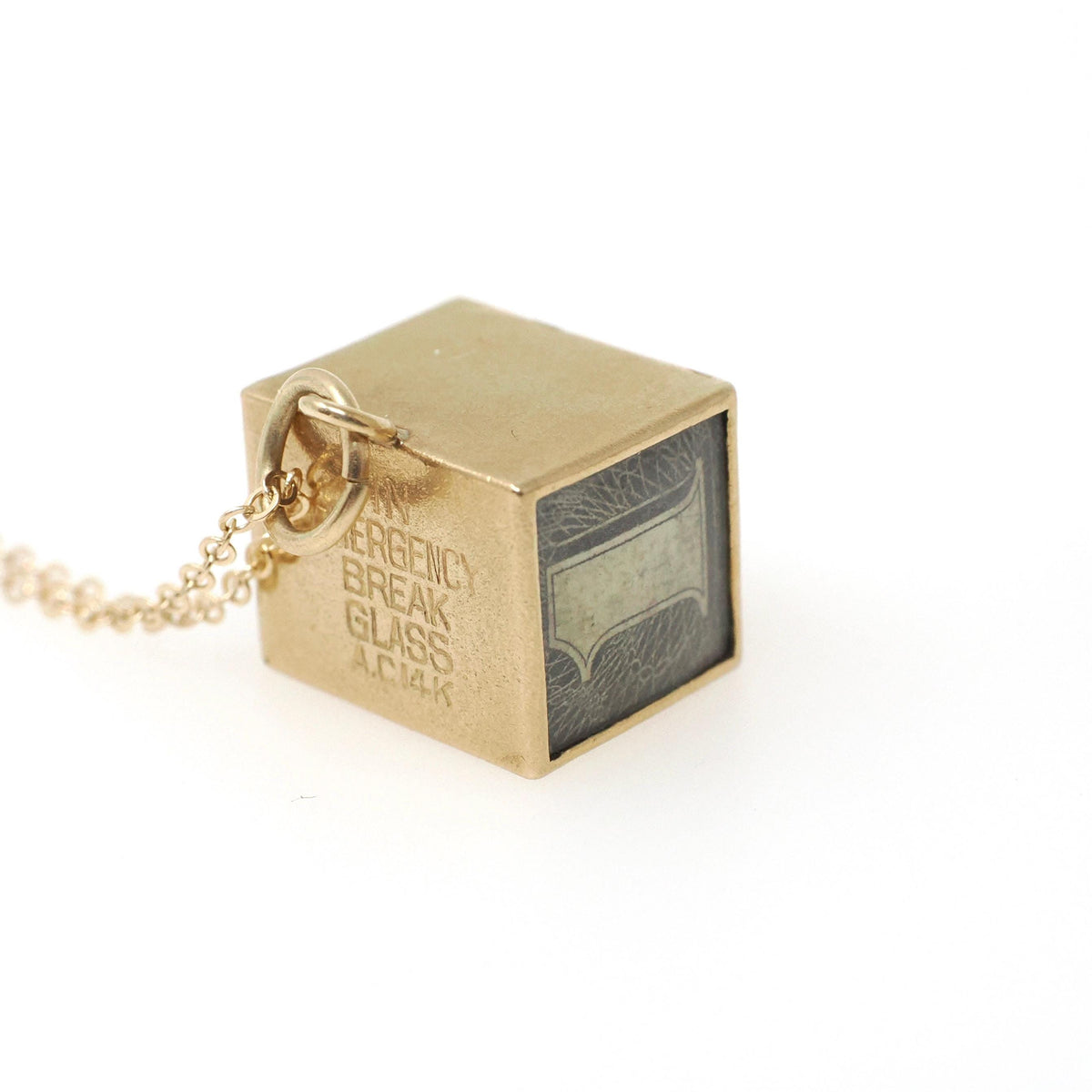 Mad Money Charm - Mid Century 14k Yellow Gold Pendant "In Emergency Break Glass" - Vintage Circa 1950s Era Dollar Bill Fine Necklace Jewelry