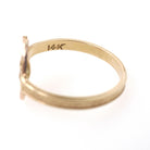 Vintage Equestrian Ring - Mid Century 14k 10k Yellow Gold Horseshoe Clover Design - Circa 1950s Era Size 8 Fine Horse Luck Statement Jewelry