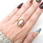 Vintage Cameo Habillé Ring - Mid Century 10k Yellow Gold & Natural Diamond - Circa 1950s Size 6.5 Carved Shell Ladies Portrait Fine Jewelry