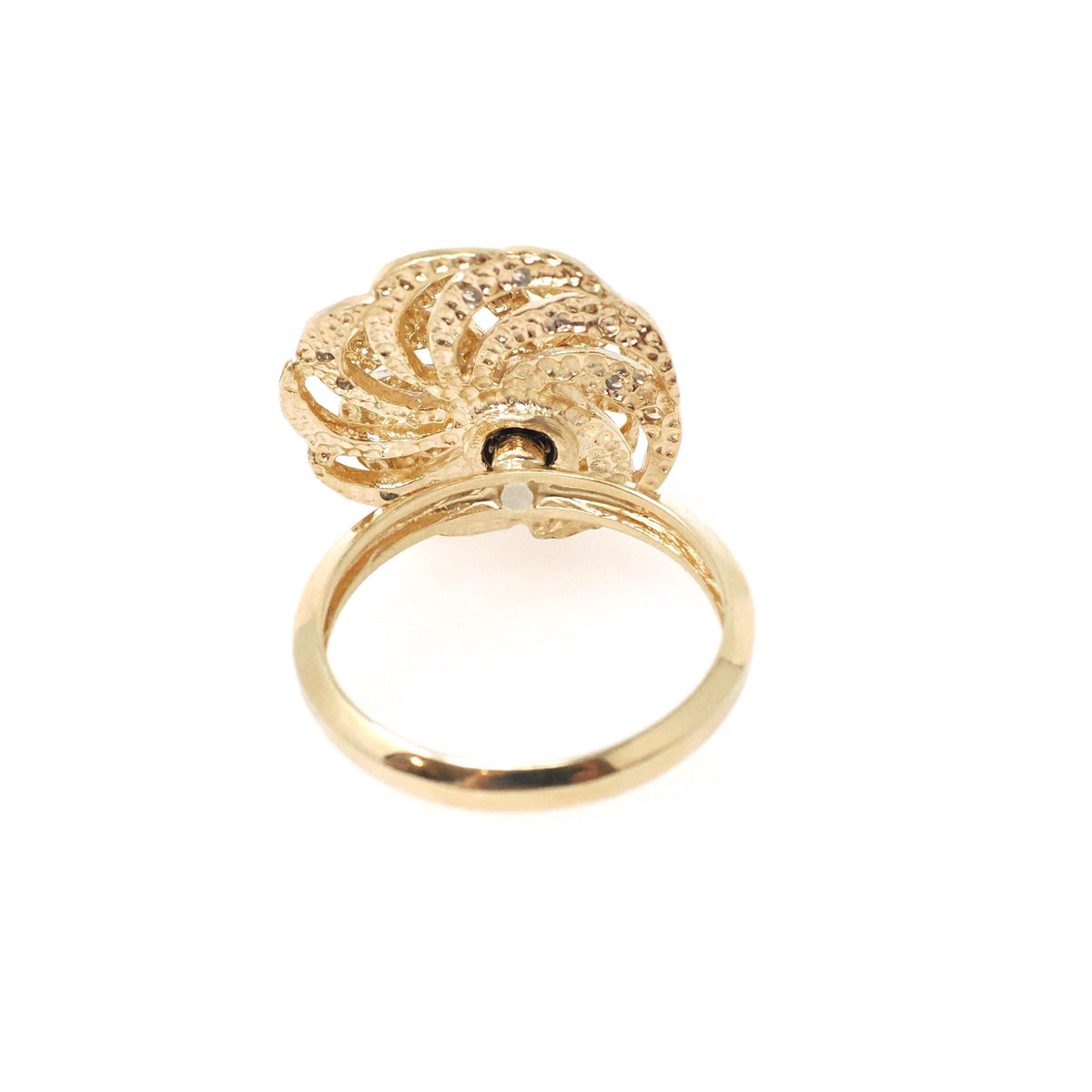 Diamond Spinner Ring - Contemporary 14k Yellow Gold Motion Kinetic Pinwheel Style - Estate .10 CTW Gemstone Size 6 3/4 Fidget Fine Jewelry