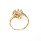 Vintage Bypass Ring - Retro 18k Yellow Gold Created Ruby & Pink Sapphire Spray - Circa 1980s Size 7 1/4 Alternative Engagement Fine Jewelry