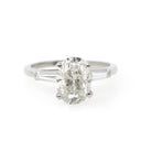 Vintage Engagement Ring - Mid Century Platinum Natural 2.24 CTW Oval & Baguette Diamonds - Circa 1960s Size 6.25 Fine Bridal Wedding Jewelry