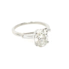 Vintage Engagement Ring - Mid Century Platinum Natural 2.24 CTW Oval & Baguette Diamonds - Circa 1960s Size 6.25 Fine Bridal Wedding Jewelry