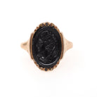 Antique Intaglio Ring - Victorian Era 10k Rosy Yellow Gold Carved Intaglio Dark Red Sard - Circa 1890s Size 7 Ladies Profile Fine Jewelry