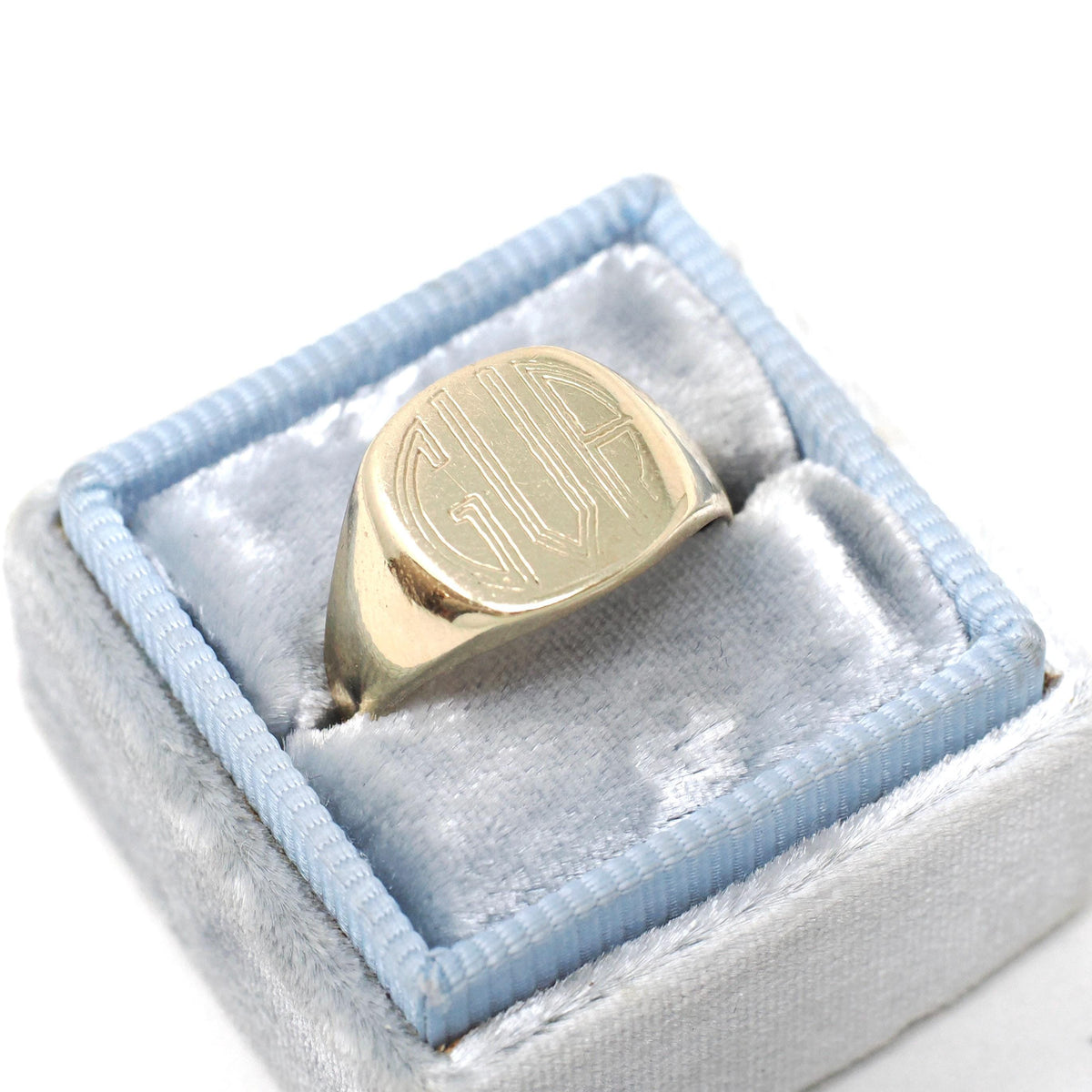 Vintage Signet Ring - Mid Century 10k Yellow Gold "GVA" Engraved Ring - Circa Early 1960s Era Size 5 1/2 Unisex Fine Statement Jewelry