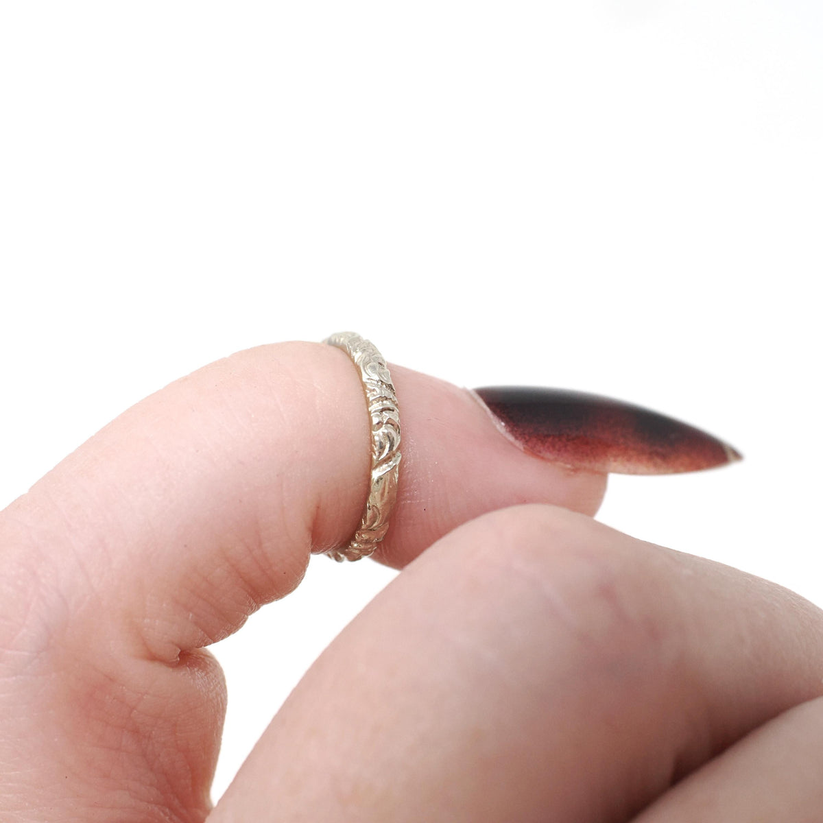 Vintage Baby Band - Art Deco 14k White Gold Nature Floral Eternity Design Ring - Circa 1930s Era Size 1/2 Fine Midi Pinky Children's Jewelry