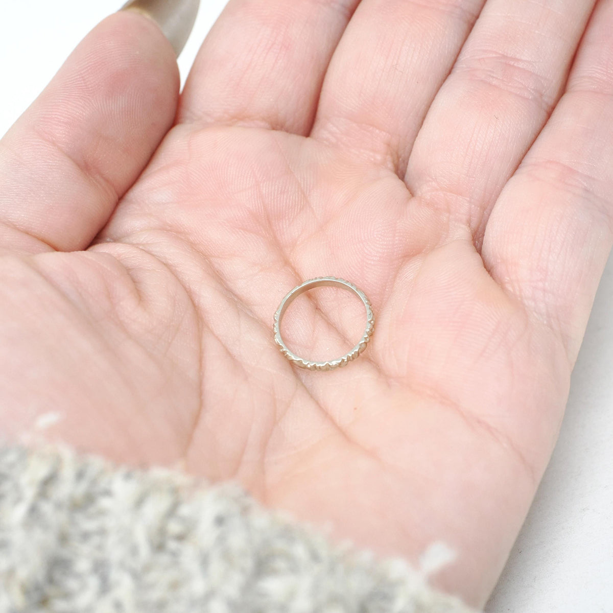 Vintage Baby Band - Art Deco 14k White Gold Nature Floral Eternity Design Ring - Circa 1930s Era Size 1/2 Fine Midi Pinky Children's Jewelry