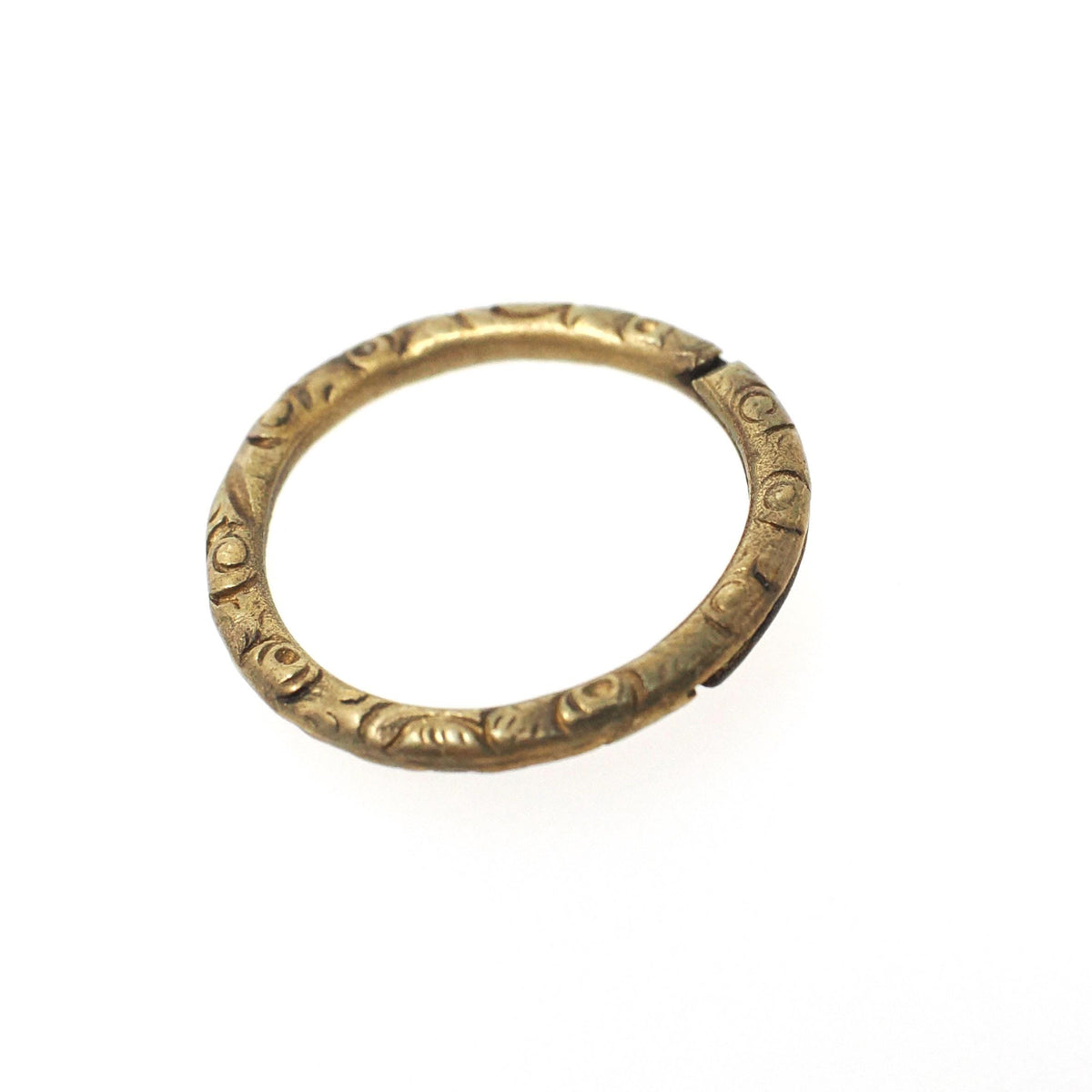 Antique Charm Holder - Victorian Brass Stationary Necklace Finding Ring Clasp - Circa 1890s Era Engraved Bail Unisex Utility Fashion Jewelry