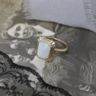 Vintage Opal Ring - Mid Century 10k Yellow Gold Natural Cabochon Gemstone Solitaire - Circa 1960s Era Size 5 October Birthstone Fine Jewelry