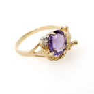 Vintage Amethyst Ring - Modernist 14k Yellow Gold Natural Purple 2.50 CT & Diamond - Circa 1970s Size 9 Nature Inspired Branch Fine Jewelry