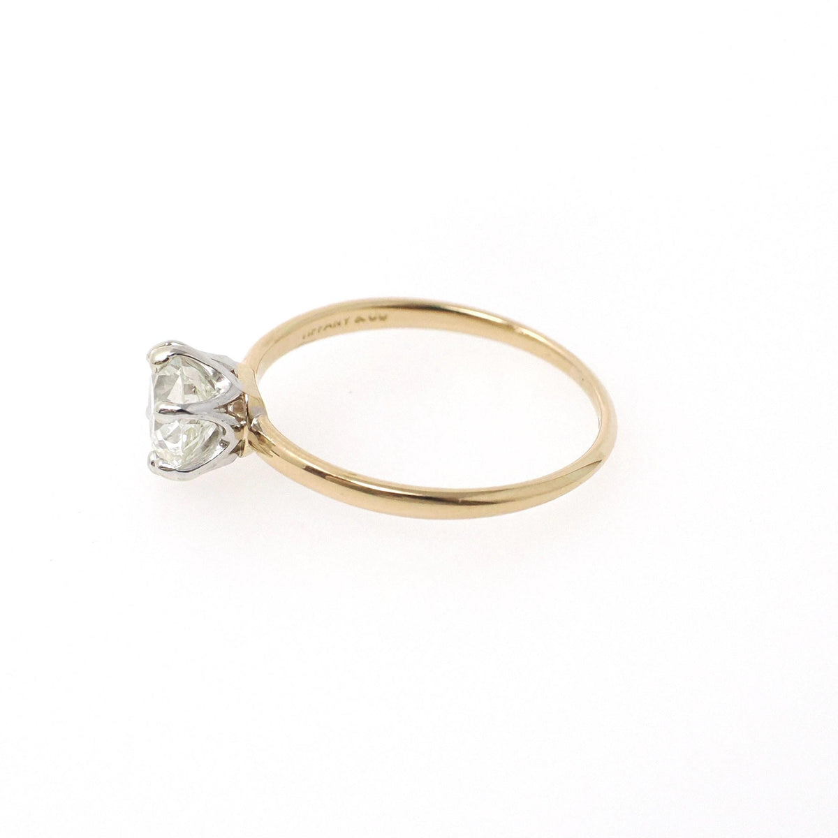Antique Engagement Ring - 18k Yellow Gold Platinum Crown .95 CT Old European Cut Diamond Solitaire - Size 6 3/4 Tiffany & Co Fine Jewelry