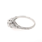 Art Deco Engagement Ring - Vintage 18k White Gold Filigree .38 CTW Old European Cut Diamond - Circa 1930s Era Size 6 3/4 Fine Floral Jewelry