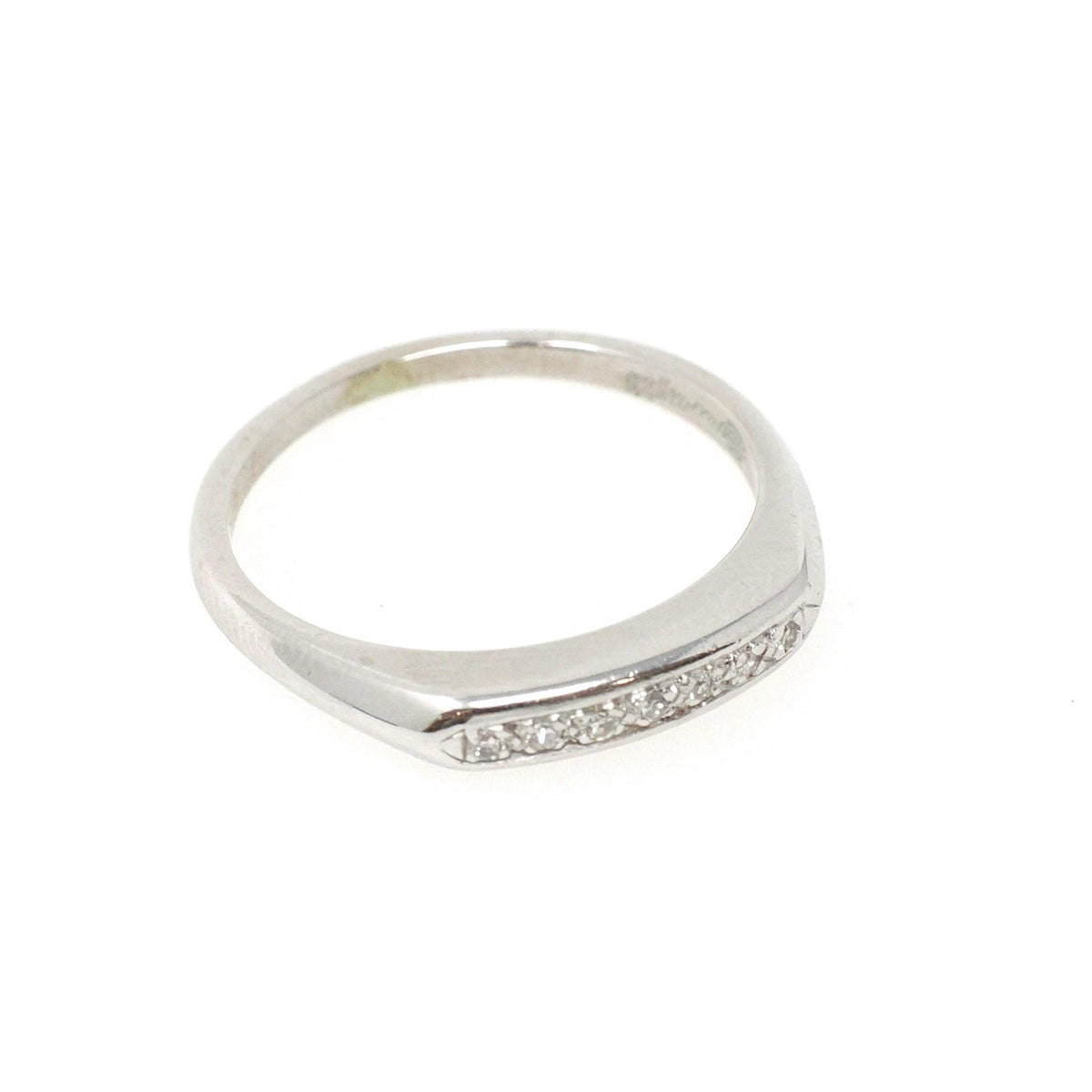Mid Century Diamond Band - Vintage 14k White Gold .05 CTW Natural Gem Ring - Circa 1950s Era Size 5 3/4 Fine Wedding Bridal Stacking Jewelry