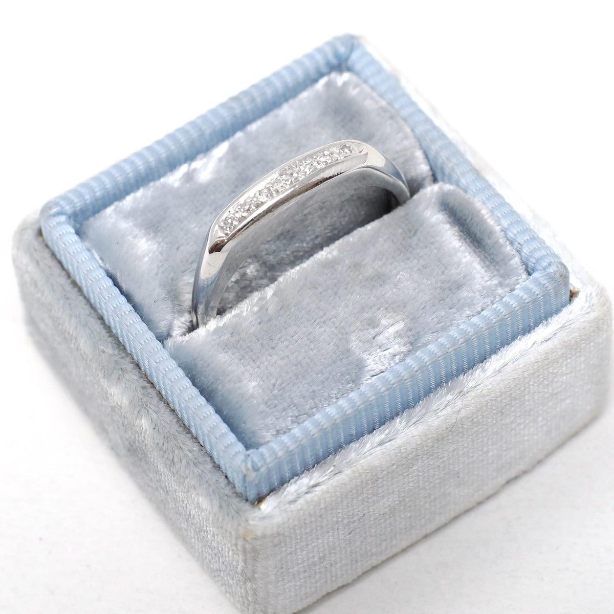 Mid Century Diamond Band - Vintage 14k White Gold .05 CTW Natural Gem Ring - Circa 1950s Era Size 5 3/4 Fine Wedding Bridal Stacking Jewelry