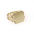 Antique Urn Ring - Edwardian 10k Yellow Gold Blank Engravable Rectangular Signet - Circa 1900s Size 6 1/2 JR Wood Fine Satin Finish Jewelry