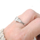 Art Deco Diamond Ring - Vintage 18k White Gold .62 CTW Old European Cut Engagement - Circa 1930s Era Size 6.5 Fine Geometric Bridal Jewelry