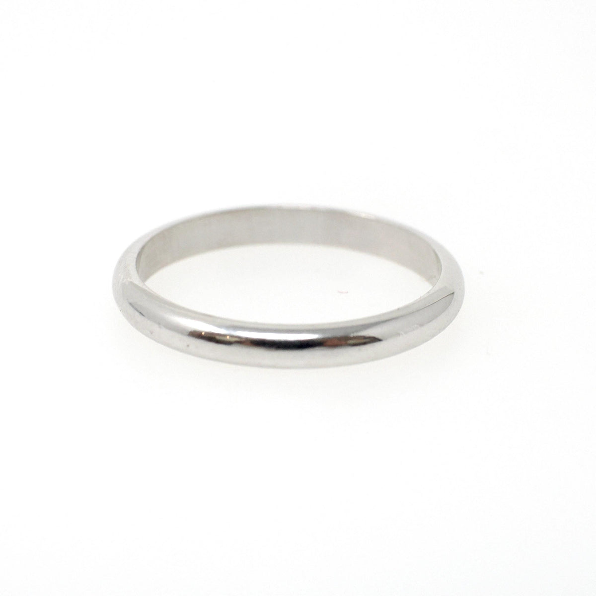 Vintage Wedding Band - Mid Century 14k White Gold 2.4 MM Half Round Bridal Ring - Circa 1950s Era Size 5 3/4 Stacking Fine Honor Jewelry