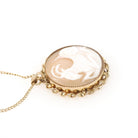 Aries Cameo Pendant - Mid Century Gold Filled Round Carved Shell Symbol Necklace - Circa 1960s Era Fine Zodiac Fashion Accessory Jewelry