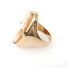 Art Nouveau Cameo Ring - Antique 10k Yellow Gold Carved Shell Portrait - Circa 1900s Size 5 1/2 Full Female Figure Allegory Fine Jewelry