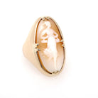 Art Nouveau Cameo Ring - Antique 10k Yellow Gold Carved Shell Portrait - Circa 1900s Size 5 1/2 Full Female Figure Allegory Fine Jewelry