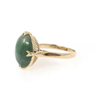 Vintage Jadeite Ring - Modernist 14k Yellow Gold Cabochon Natural Jade Solitaire - Circa 1970s Size 6 Fine Good Luck Nature Inspired Jewelry