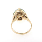 Vintage Jadeite Ring - Modernist 14k Yellow Gold Cabochon Natural Jade Solitaire - Circa 1970s Size 6 Fine Good Luck Nature Inspired Jewelry