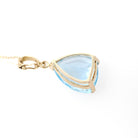 Blue Topaz Pendant - Estate 14k Yellow Gold Pear Faceted 10.08 CT Natural Gem - Contemporary Circa 2000s December Birthstone Fine Jewelry