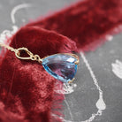 Blue Topaz Pendant - Estate 14k Yellow Gold Pear Faceted 10.08 CT Natural Gem - Contemporary Circa 2000s December Birthstone Fine Jewelry
