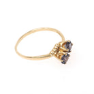 Vintage Bypass Ring - Mid Century 10k Yellow Gold Purple Created Spinel Triplet Gemstone - Circa 1950s Era Size 6.25 Toi Et Moi Fine Jewelry