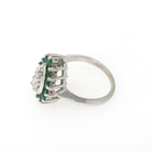 Vintage Halo Ring - Mid Century 14k White Gold Natural Emerald & Diamond Pear Halo - Circa 1940s Era Size 2 3/4 May Birthstone Fine Jewelry