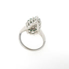 Vintage Halo Ring - Mid Century 14k White Gold Natural Emerald & Diamond Pear Halo - Circa 1940s Era Size 2 3/4 May Birthstone Fine Jewelry