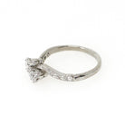 Toi Et Moi Ring - Antique 18k White Gold .56 CTW Art Deco Diamond Bypass Band - Vintage Circa 1920s Size 7 Fine Bridal Engagement Jewelry