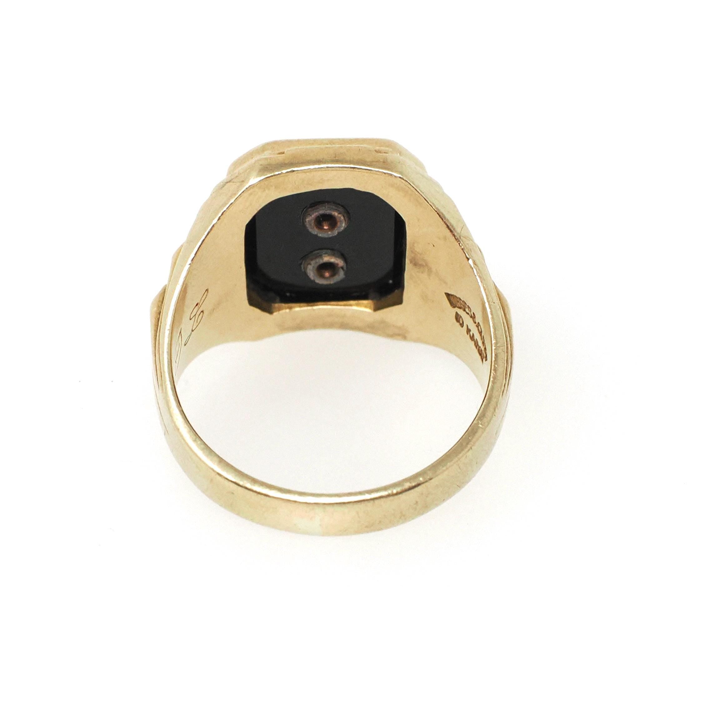 zero.bap。Engraved Club Ring Asbury Park High School Ring - Mid Century Era 10k Yellow Gold
