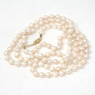 Cultured Pearl Necklace - Contemporary 14k Yellow Gold Individually Knotted 7.0 MM Rope Length Strand - Circa 2000s Era 40 Inch Fine Jewelry