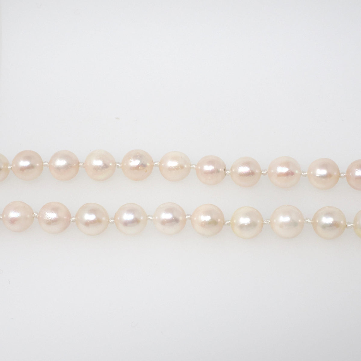 Cultured Pearl Necklace - Contemporary 14k Yellow Gold Individually Knotted 7.0 MM Rope Length Strand - Circa 2000s Era 40 Inch Fine Jewelry
