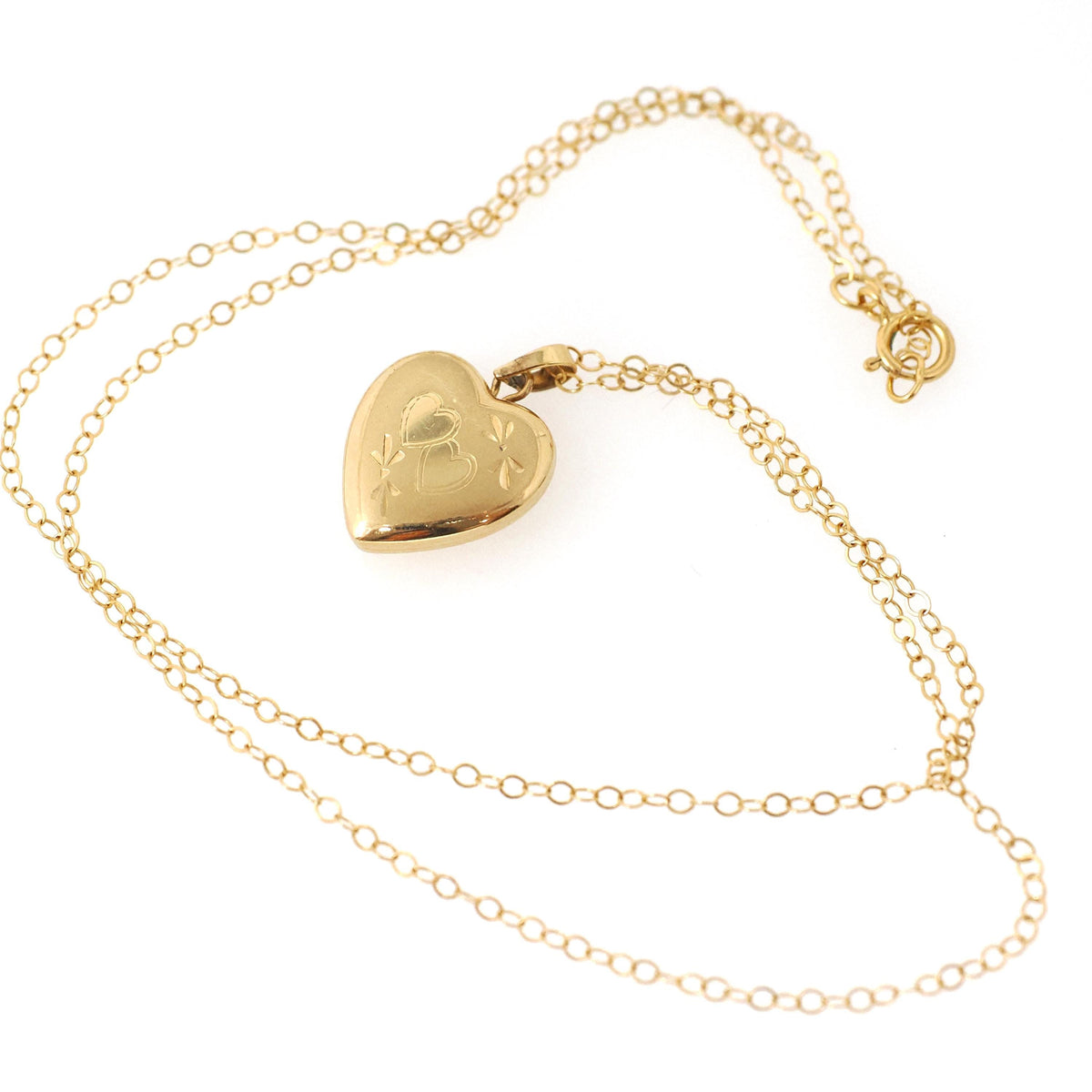 Vintage Heart Locket - Mid Century 14k Yellow Gold Double Heart Pendant Necklace - Circa 1960s Sweetheart Keepsake Photograph Fine Jewelry