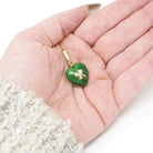 Vintage Fabergé Heart Charm - Contemporary 18k Yellow Gold Green Enamel Natural Diamond Pendant Necklace - Circa 1990s Clover Fine Jewelry