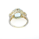 Antique Aquamarine Ring - Art Deco 14k Yellow Gold Platinum Light Blue Gemstone & Diamond Accents - Circa 1920s Era Size 4 3/4 Fine Jewelry