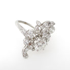 Vintage Engagement Ring - Mid Century Platinum 1.72 CTW Natural Diamonds - Circa 1950s Era Size 6 3/4 Fine Floral Bouquet Filigree Jewelry