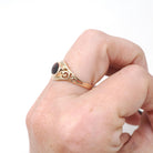Antique Garnet Ring - Edwardian 10k Yellow Gold East West Oval Red Gemstone - Circa 1910s Era Size 7 3/4 January Birthstone Fine Jewelry