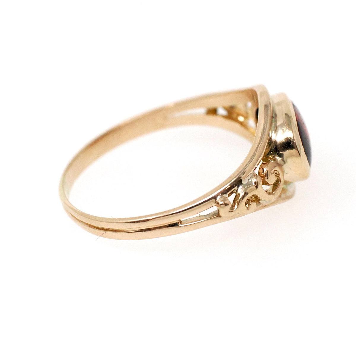 Antique Garnet Ring - Edwardian 10k Yellow Gold East West Oval Red Gemstone - Circa 1910s Era Size 7 3/4 January Birthstone Fine Jewelry